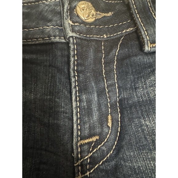 Miss Me Womens Bootcut Jeans Size 28 Blue Stretch Denim Embellished Pockets - Picture 4 of 9